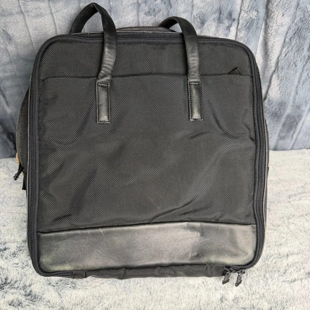 Tumi Black Ballistic Nylon Leather Trim Briefcase Laptop Bag Work Tote